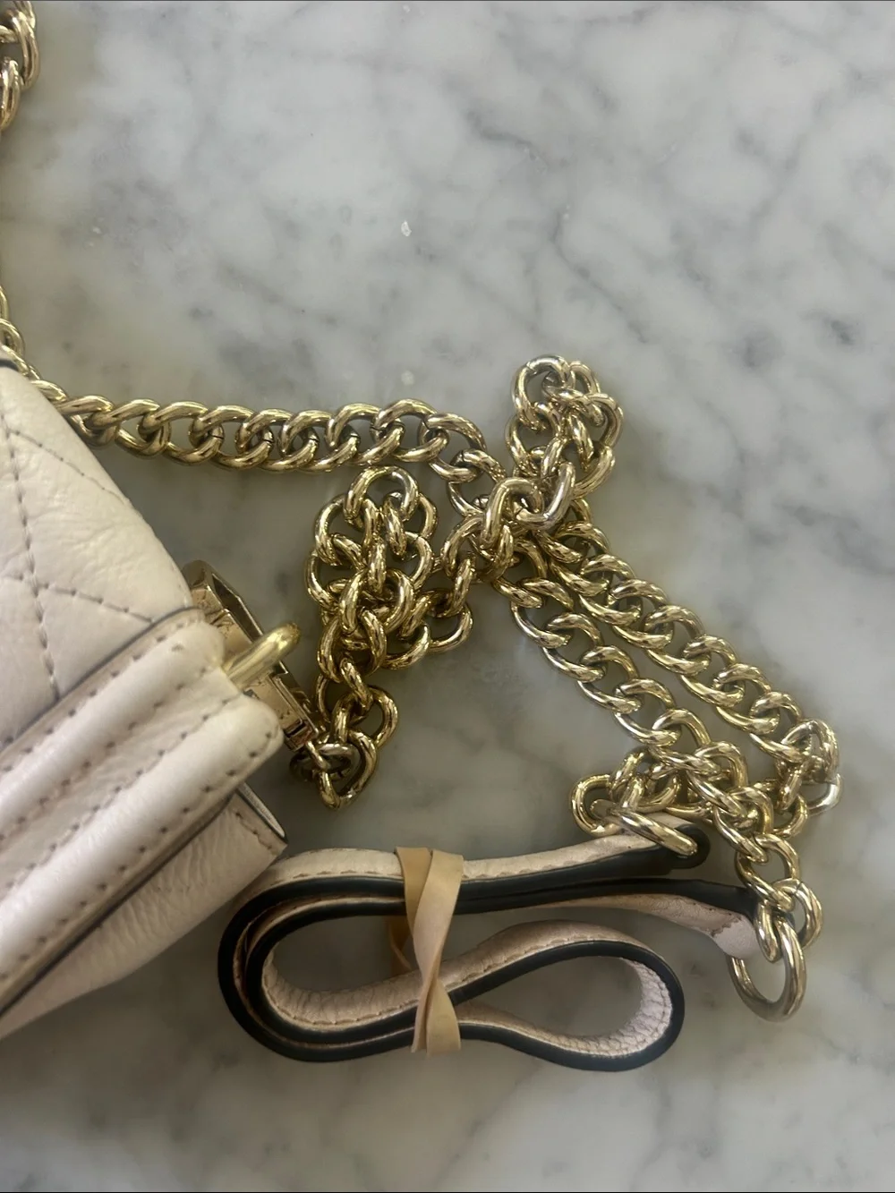 Rare Rebecca Minkoff Quilted Crossbody in Off White with Gold Hardware
